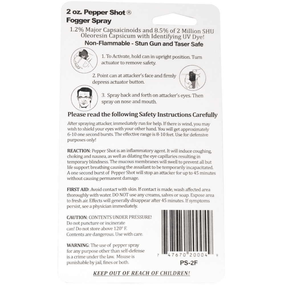 Pepper Shot 1.2% MC 2 oz pepper spray fogger view 3